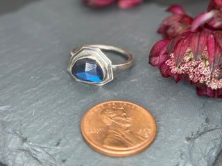 Rose Cut Labradorite Double Edge Ring
