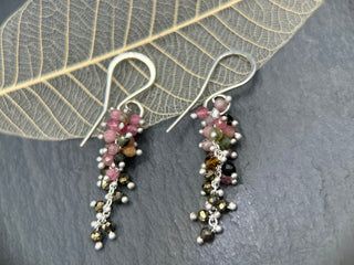 Wisteria Earrings With Tourmaline and Pyrite- SS