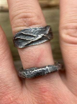 Organic Textured Silver Rings- Medium Width