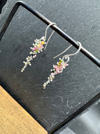 Wisteria Earrings With Tourmaline and Pyrite