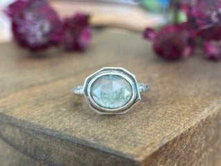 Moss Agate Edge Ring