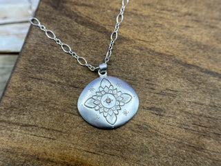 Lotus Cushion Pendant with Champagne Diamond