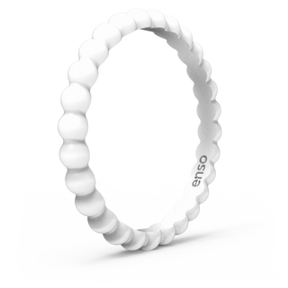 Beaded Stackable Silicone Ring: White/Obsidian
