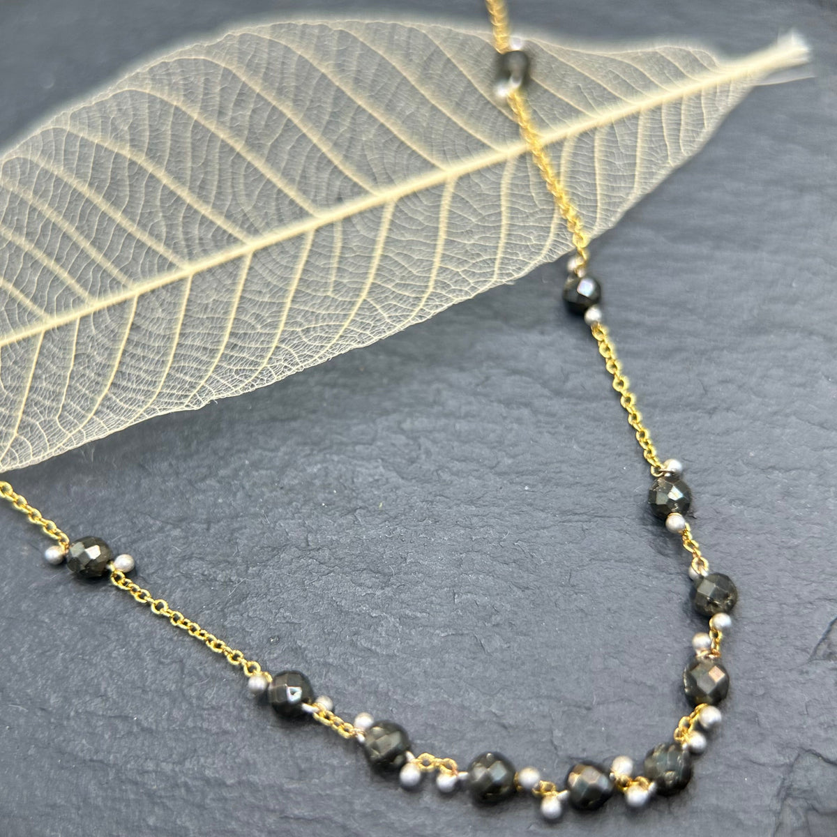 Little Rondelle Necklace -  Pyrite- GF