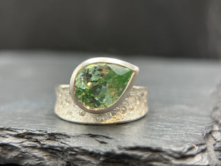 Pear Mint Ceylon Sapphire Ring