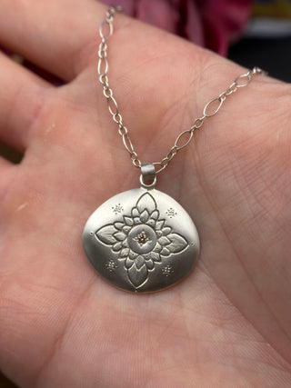 Lotus Cushion Pendant with Champagne Diamond