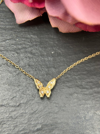 Pave Diamond Butterfly Necklace