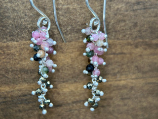 Wisteria Earrings With Tourmaline and Pyrite- SS
