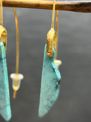 Turquoise Slice Bridle Bit Earrings