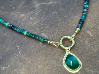 Benthic Talisman- Emerald and Black Opal Convertible Necklace