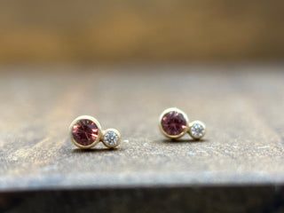 Cognac Sapphire and Diamond Studs