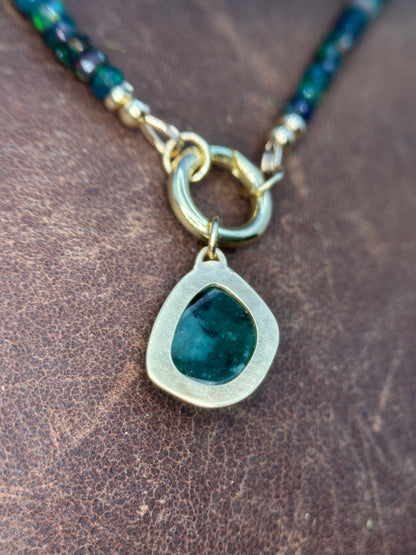 Benthic Talisman- Emerald and Black Opal Convertible Necklace