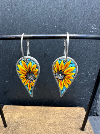 Sunflowers Micro Mosaic Earrings