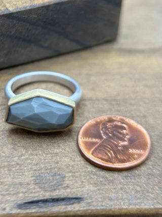 Geometric Gray Quartz Ring