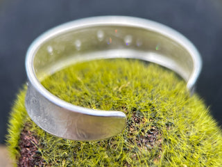 Sterling Silver Cuff with Roll Print Leaf Texture and Diamonds