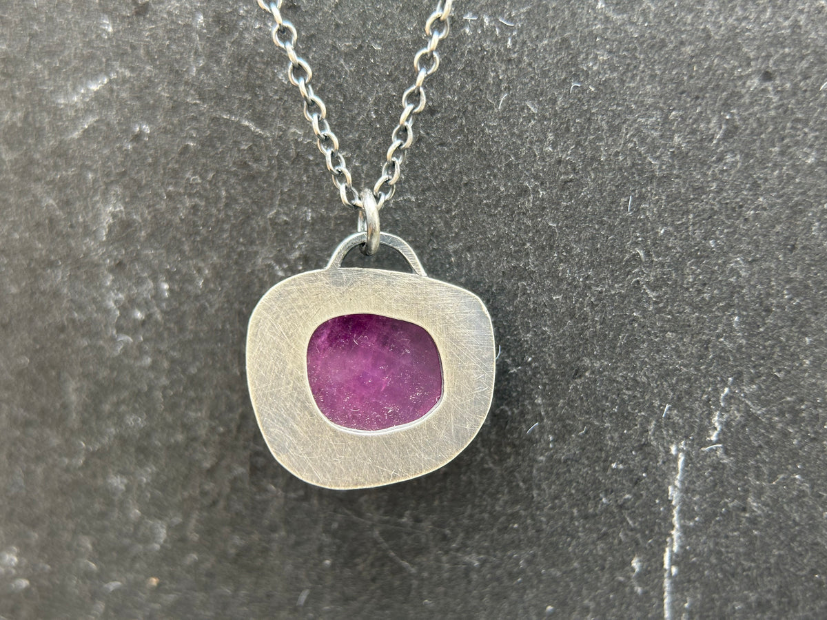 Layered Window Charm Necklace- Pink Sapphire