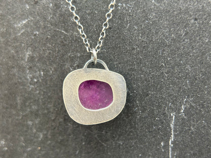 Layered Window Charm Necklace- Pink Sapphire