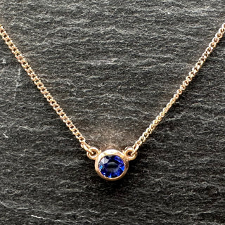 Rose Gold Blue Sapphire Necklace