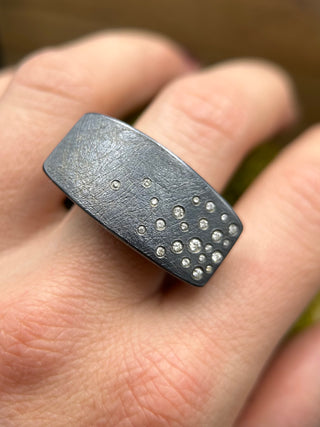 Oxidized Silver Flair Box Ring
