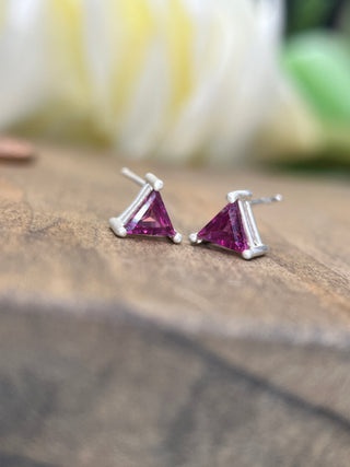 Triangle Garnet Studs
