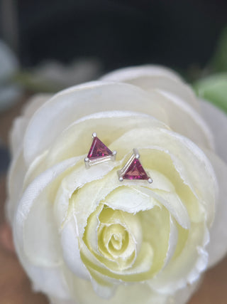 Triangle Garnet Studs