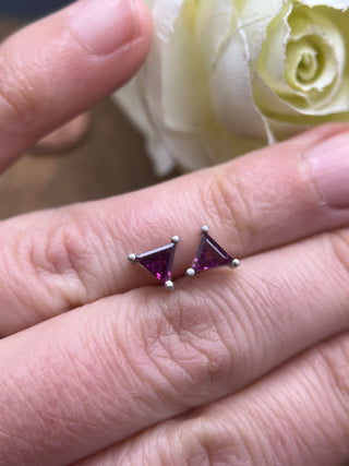 Triangle Garnet Studs