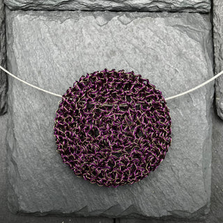Crochet Disk Necklace- Purple