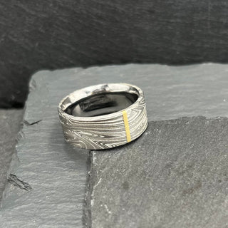 Damascus Steel Flat Ring - Kona