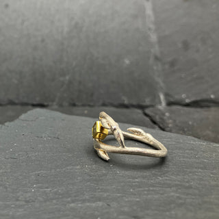 Twig Overlap Ring with Diamond Cube
