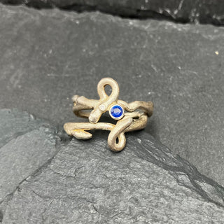 Twig Twist Ring Set with Sapphire and Diamond