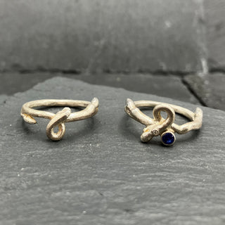 Twig Twist Ring Set with Sapphire and Diamond