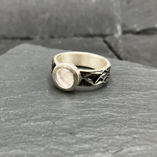 Crackle Ring with a Solitaire Rose Quartz