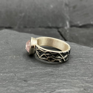 Crackle Ring with a Solitaire Rose Quartz