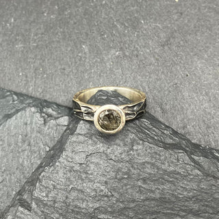 Crackle Ring with Solitaire Rutilated Quartz