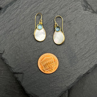 Mother of Pearl and Aquamarine Earrings