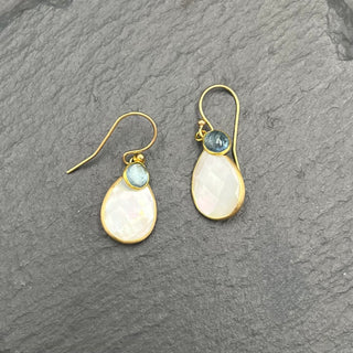 Mother of Pearl and Aquamarine Earrings