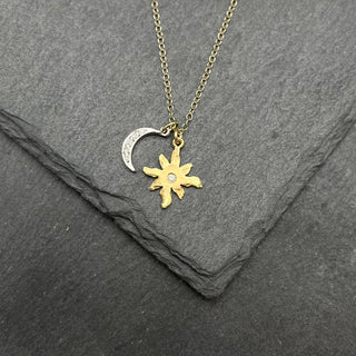 Sun and Crescent Moon Necklace