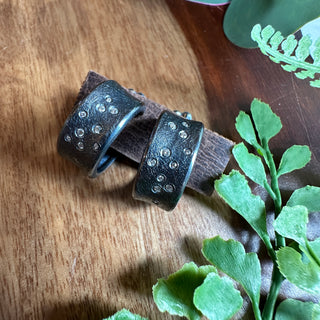 Oxidized Silver Hoop Earrings