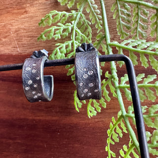 Oxidized Silver Hoop Earrings