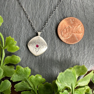 Lotus Cushion Pendant in Ruby