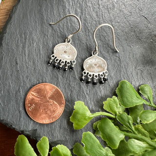 Beaded New Moon Earrings in Spinel