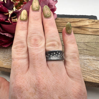 Oxidized Silver Roll Print Ring