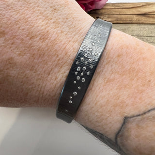 Oxidized Scattered Diamond Silver Cuff Bracelet