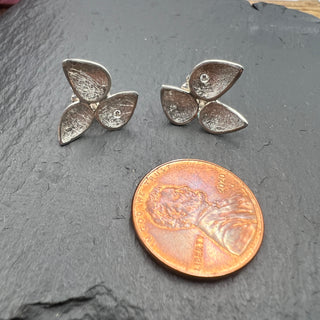 Silver Pear Cluster Post Earrings