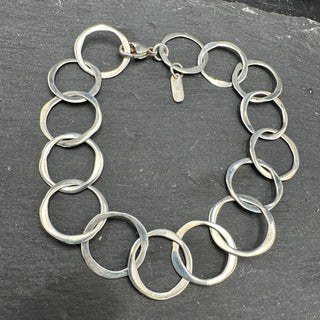 Hammered Link Silver Bracelet