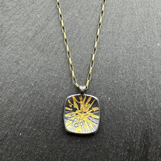 Rounded Square Pendant with Keum Boo and Diamonds
