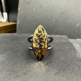 Marquise Shape Ring with Keum Boo
