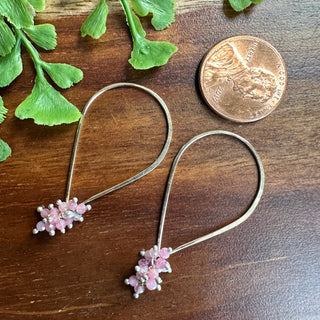 Pink Tourmaline Tear Hoops - XS - GF