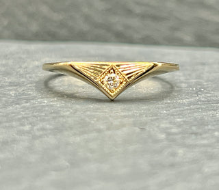Hand Engraved Diamond Signet Ring