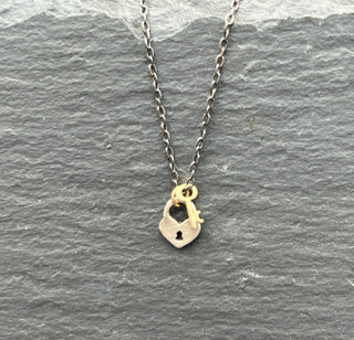 Tiny Heart Lock with Key Necklace